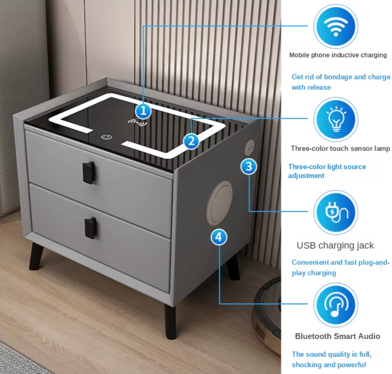 Smart NightStand with FingerPrint Lock