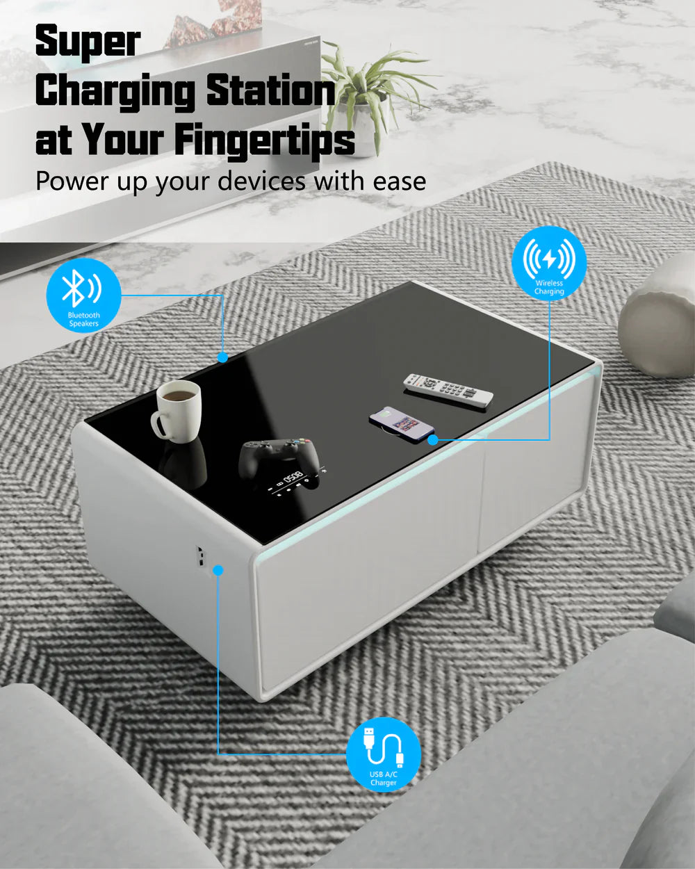 Viorix LX80 Pro Smart Coffee Table with Fridge