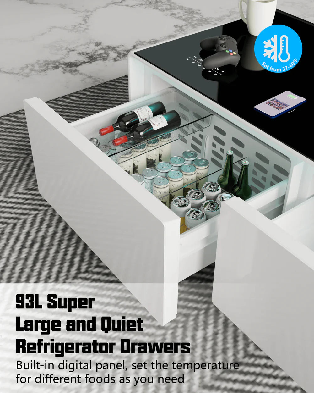 Viorix LX80 Pro Smart Coffee Table with Fridge